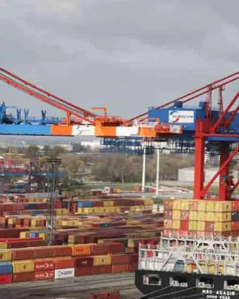 Grandes buques con contenedores en un puerto. Un ejemplo de salida profesionales para quienes deciden estudiar Transporte y Logística.