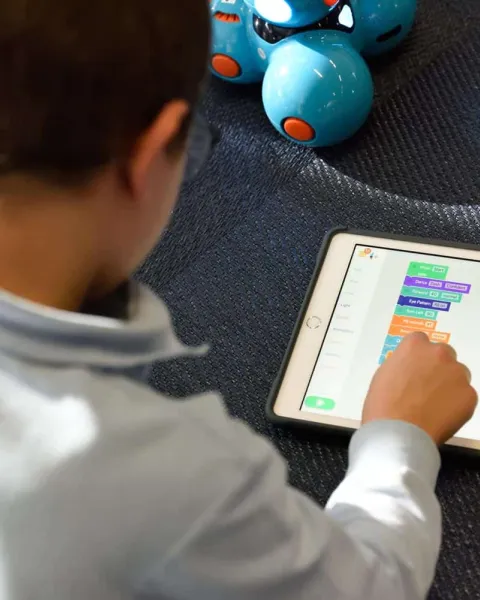 Alumno utiliza tablet como herramienta TIC para el aprendizaje